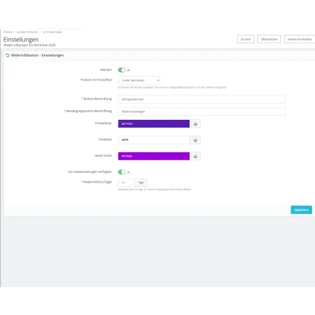 PS Widerrufsmanager & Widerrufsbutton | Rechtskonforme Widerrufsabwicklung für PrestaShop (EU-Richtlinie 2023/2673)