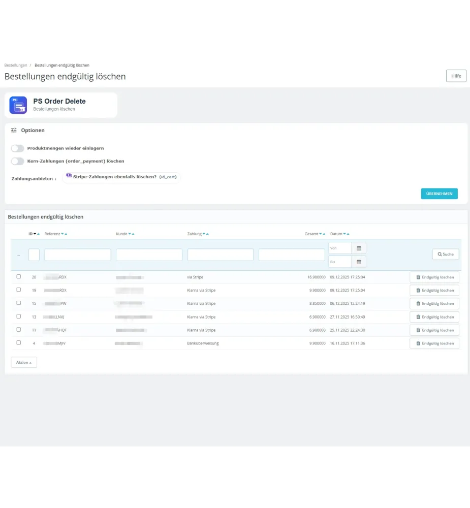 Order Hard Delete Pro – Bestellungen endgültig löschen