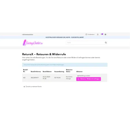 ReturaX – Retouren & Widerrufsmanager für PrestaShop
