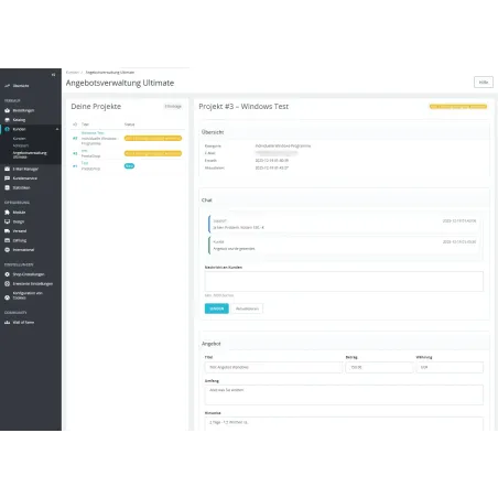 Angebotsverwaltung Ultimate for PrestaShop – Quotes, Customer Portal, Chat & Project Management